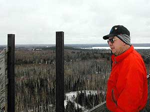 
Ely Public Works Superintendent Ken Hegman worries about late night visitors to the jump who may injure themselves while trying to climb the 11 story structure (MPR photo/Bob Kelleher)