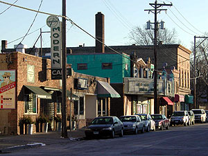 
In the area known as Gallery row, artists and businesses have developed a comfortable, bohemian atmosphere. Now locals are trying to find ways to help the area develop and prosper, while maintaining the feel of the neighborhood.  (MPR Photo/Stephanie Curtis)