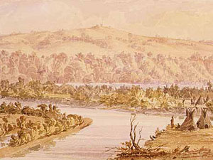 
Seth Eastman's watercolor of Pilot Knob dates from the 1840's.  (Courtesy of Minnesota Historical Society)