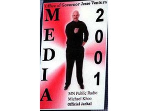 
In a 2001 joke that backfired in  a spectacular way, Ventura issued press passes to the Capitol press corps, calling them "jackals." (MPR Photo/Michael Khoo)