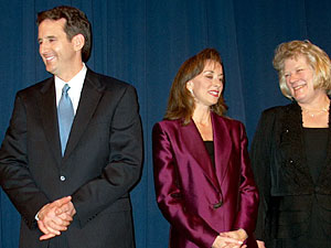 
The Pawlentys share a laugh with Lt. Gov. Carol Molnau (MPR Photo/Laura McCallum)