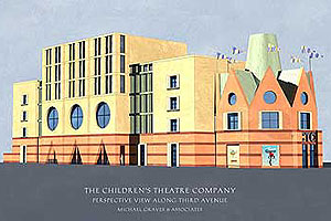
Released in 2002 the first design was unpopular with neighbors, and savaged by architecture critics.  (Image courtesy of the Children's Theater)