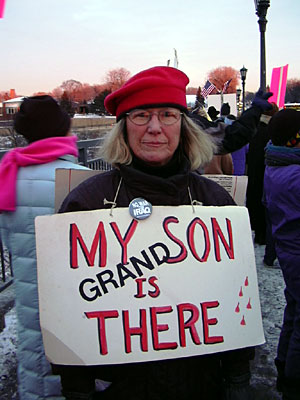 
Protester Marlis Weber of Minneapolis. (MPR Photo/Marisa Helms)