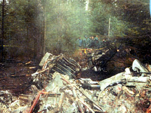 
The crash scene looking foward from the cabin. (National Transportation Safety Board)
