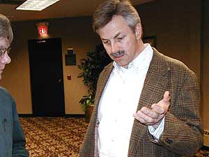 
International Falls Mayor Harry Swendsen is concerned about cuts to his city's budget. (MPR Photo/Tom Robertson)