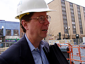 
PPL's Don Bernhard says his company may not have built on the site if the tax-free zone wasn't available. (MPR Photo/Tom Scheck)