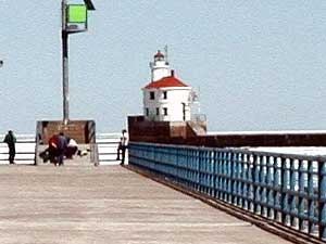 
Home were built on the point to house the keepers of Wisconsin Point's lighthouse.  The lighthouse is now automated, but still used to help ships locate the Superior side entry into the Duluth-Superior harbor. (MPR Photo/Bob Kelleher)