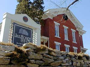 
The Jailhouse Inn -- location of the MPR broadcast, is the  former county jail. It was also home to the county sheriff, when it was common for the sheriff's family to live under the same roof that housed the local jail. The family lived in one side of the building and the inmates lived in the other. (MPR Photo/Nikki Tundel)