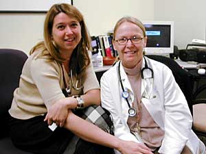 
Dr. Maria Veronica Svetaz and Physicians Assistant Eileen 
Kerr at La Clinica in south Minneapolis. Their clinic treats more than 2,000 patients each year. (MPR photo/Dan Olson)
