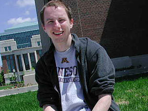 
Aaron Kuznia, U of M civil engineering student, says he'll have to take out loans and work more hours at a job. Under the new funding bill, he will no longer be eligible for state grants. (MPR Photo/Marisa Helms)