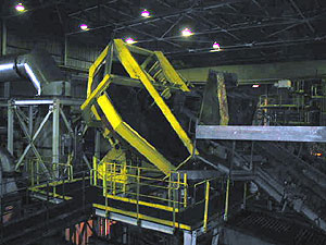 
The baller forms ore and other ingredients into 1-inch "greenballs," which are then dried and conveyed to the furnace. (MPR Photo/Stephanie Hemphill)