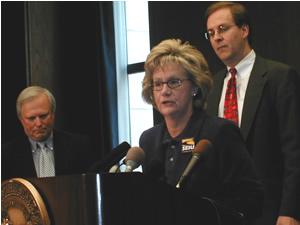 
Patti Fritz, a nurse at a Faribault nursing home,  says nursing homes aren't being held harmless, as Republicans claim.
 (MPR Photo/Laura McCallum)