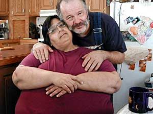 
Gail Hocking, pictured with husband Don, says her family is very supportive of her decision to have gastric bypass surgery. Gail's doctor told her she'd be in a wheelchair within a year if she didn't do something about her weight. (MPR Photo/Tom Robertson)