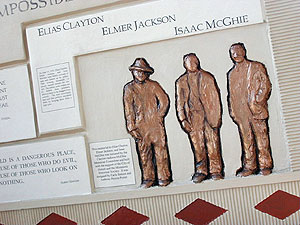 
The representations of the three men will stand at one corner of the meomorial park.  (MPR photo/Bob Kelleher)