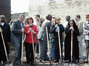 
Duluthians broke ground for the memorial in May. Work is expected to be complete in October (MPR photo/Bob Kelleher)