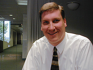 
Human Services Commissioner Kevin Goodno doubts child care will lead many families to leave their jobs to enroll in welfare. "Frankly," he says, "the Minnesotans I know wouldn't be making that decision." (MPR Photo/Jeff Horwich)