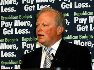 
Sen. John Hottinger, DFL-Mankato, says DFL leaders  offered a budget solution that would have spread the pain more fairly through statewide tax increases. They say Minnesotans will end up paying more through fee increases, tuition hikes and local property tax increases.  (MPR Photo/Laura McCallum)