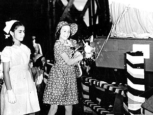 
Anne Selden James, daughter of Adm. Jules James, christens another ship in Charleston Yards. (Photo courtesy of Robert Hall)