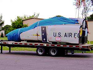 
The Photo Phantom is a sawed-off F-4 Phantom used as a prop for patrons who want to have their picture taken in front of it. They can don flight suits and helmets, and pay a fee, for the experience.
 (MPR Photo/Bill Catlin)