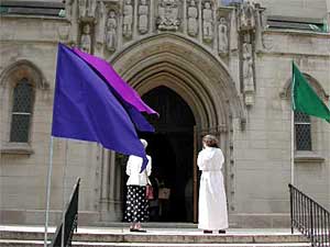 
St. Mark's Episcopal Church in Minneapolis. Some church members fear the church will be permanently divided over the issue of gay rights.  (MPR Photo/Marisa Helms)