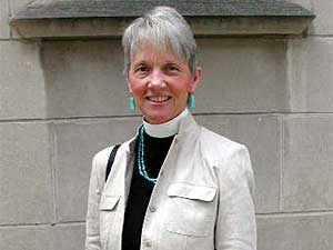 
The Rev. Susan Russell of Pasadena, California, is the executive director of Claiming the Blessing, a national group advocating the blessing of same sex unions. She says the Episcopal Church became stronger after a similarly divisive debate over female clergy, and says it will also weather this current storm.  (MPR Photo/Marisa Helms)