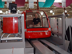 
Ed Anderson thinks Personal Rapid Transit, like his company's Skyweb Express, will revolutionize transportation.  PRT systems are ideal for congested areas like malls, downtowns, university campuses, or theme parks. (MPR Photo/Dan Olson)