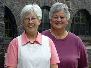 
Sisters Nancy Flaig and Mary Rochefort are working with an advertising agency to introduce the Monastery to the larger community, and to recruit new members. (MPR Photo/Stephanie Hemphill)
