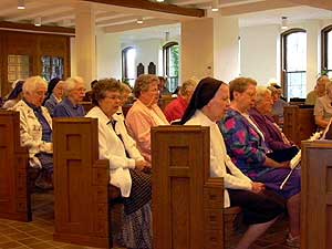 
The Benedictine Sisters pray together five times a day.  Their life is centered in the community of prayer and service. (MPR Photo/Stephanie Hemphill)