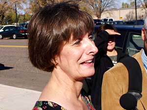 
Rep. Mindy Greiling, DFL-Roseville, says Gov. Pawlenty's new proposal covers up for budget cuts he pushed through. Students in trouble "need to spend time in summer school. They need to spend time after school," says Greiling. "The governor cut those programs." (MPR Photo/Tim Pugmire)
