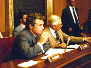 
Sen. Wendell Anderson, DFL-Minn., during a U.S. Senate committee discussion of the BWCA wilderness measure in 1978. To the right is Sen. Howard Metzenbaum, D-Ohio. Anderson lost his 1978 race to Republican Rudy Boschwitz. (Photo courtesy of Kevin Proescholdt)