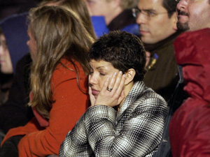 
 Supporters of Democratic presidential candidate John Kerry wait for the candidate to appear  in Boston, Massachusetts, at an election night rally. ( STAN HONDA/AFP/Getty Images)