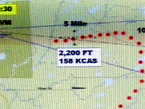 
An NTSB slide presented at the hearing depicted the wandering route the plane took in its last 10 miles. (NTSB)