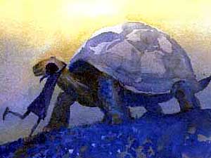 
With the help of Old Turtle, a little girl convinces people to bring the two truths together and share them.  (Photo courtesy of Scholastic)