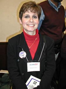 
Clark supporter Debbie Calvert says she thinks the retired general is the only candidate who can beat President Bush.  (MPR Photo/Laura McCallum)