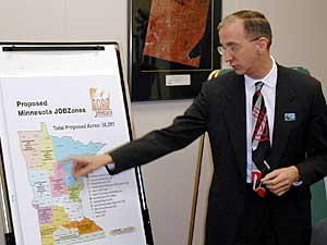 
Minnesota Department of Employment and Economic Development Commissioner Matt Kramer is passionate about the capacity of JOBZ to revitalize struggling parts of greater Minnesota.  He says tax-free status was instrumental in landing Polaris for Wyoming. (MPR File Photo)