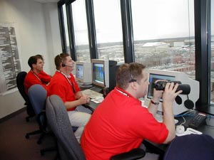 
Mesaba pilots prepare for a possible walkout at their strike operations center near the Minneapolis-St. Paul International Airport. (MPR Photo/Jeff Horwich)