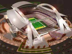 
While Minneapolis and St. Paul play tug-of-war over the Twins, Anoka County has emerged as a leading candidate to house the Vikings.  Eden Prairie, Burnsville, and private developers also submitted Vikings proposals. (Iimage courtesy of the Minnesota Vikings)