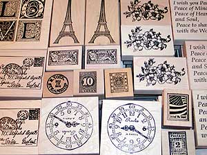 
Today rubber stamp enthusiasts can collect thousands of images and use them to create personalized stationery or more complex artistic projects. (MPR Photo/Marianne Combs)