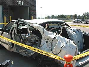 
Janklow's car was heavily damaged in the crash. (MPR file photo)