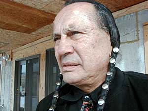 
American Indian activist Russell Means was convicted by Janklow in the wake of the 1973 Wounded Knee takeover, then pardoned by Janklow years later. (MPR Photo/Mark Steil)
