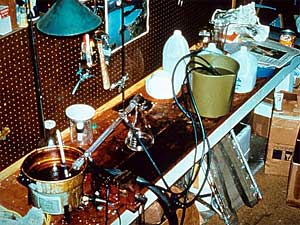 
Meth labs are often found in rural areas, in small buildings, basements, even in the beds of pickup trucks. (Photo courtesy of  Institute for Intergovernmental Research)