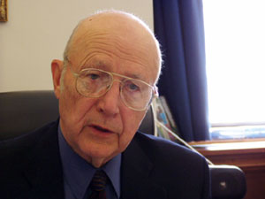 
Sen. Leo Foley, DFL-Coon Rapids, says rather than the death penalty or life imprisonment, he favors a system of indeterminate sentences that would keep sex offenders locked up until they were judged safe. (MPR Photo/Michael Khoo)