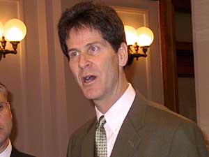 
Sen. Larry Pogemiller, DFL-Minneapolis, who chairs the Senate Tax Committee, says Pawlenty should be held responsible for double-digit property tax increases in many Minnesota communities that suffered cuts in state aid.
 (MPR Photo/Tom Scheck)