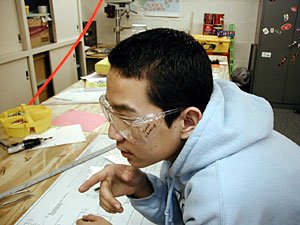 
Washburn aviation class students wear protective eye gear (MPR photo/Dan Olson)