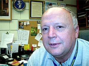 
Hermantown High School Athletic Director, Gary Bowen coordinates fundraising throughout the school district. He calls the various fund drives a "necessary evil." (MPR Photo/ Mark Zdechlik)