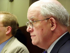 
Former legislator Dan McElroy, now Gov. Pawlenty's chief of staff,  says the Twin and the Vikings offer a unique visibility that raises Minnesota's profile. (MPR Photo/Michael Khoo)