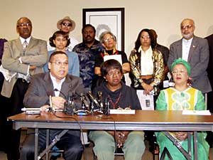 
A group of African-American community activists called Friday for the removal of Rich Stanek as Public Safety commissioner, saying his past use of racial slurs is a sign of his insensitivity toward people of color. (MPR Photo/Tom Scheck)