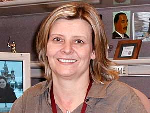 
Patty Rime heads the sex offender probation division for Dodge, Fillmore and Olmsted counties.  Nationally 13 percent of sex offenders are known to reoffend.  But in the counties that Rime manages, it's more like 3 percent.  She says low caseload numbers are key.   (MPR Photo/Erin Galbally)