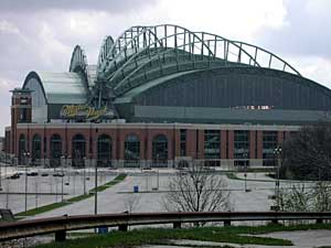 
After Miller Park's first year in 2001, attendance has dropped off by 40 percent.  (MPR Photo/Elizabeth Stawicki)