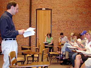 
Terence Check teaches a course on the rhetoric of advertising at St. John's University. (MPR Photo/Annie Baxter)